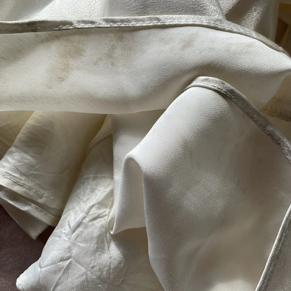 Fiesta Cream Ivory Satin Chiffon Rhinestone Column Formal Prom Bridal Dress XLG - Picture 12 of 14